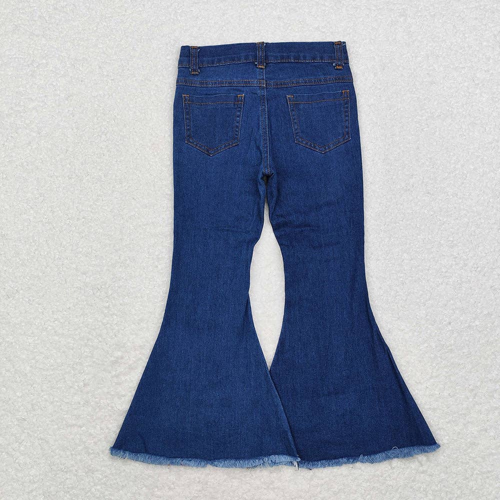 Girls Red Sequin Holiday Bell Flare Denim Pants