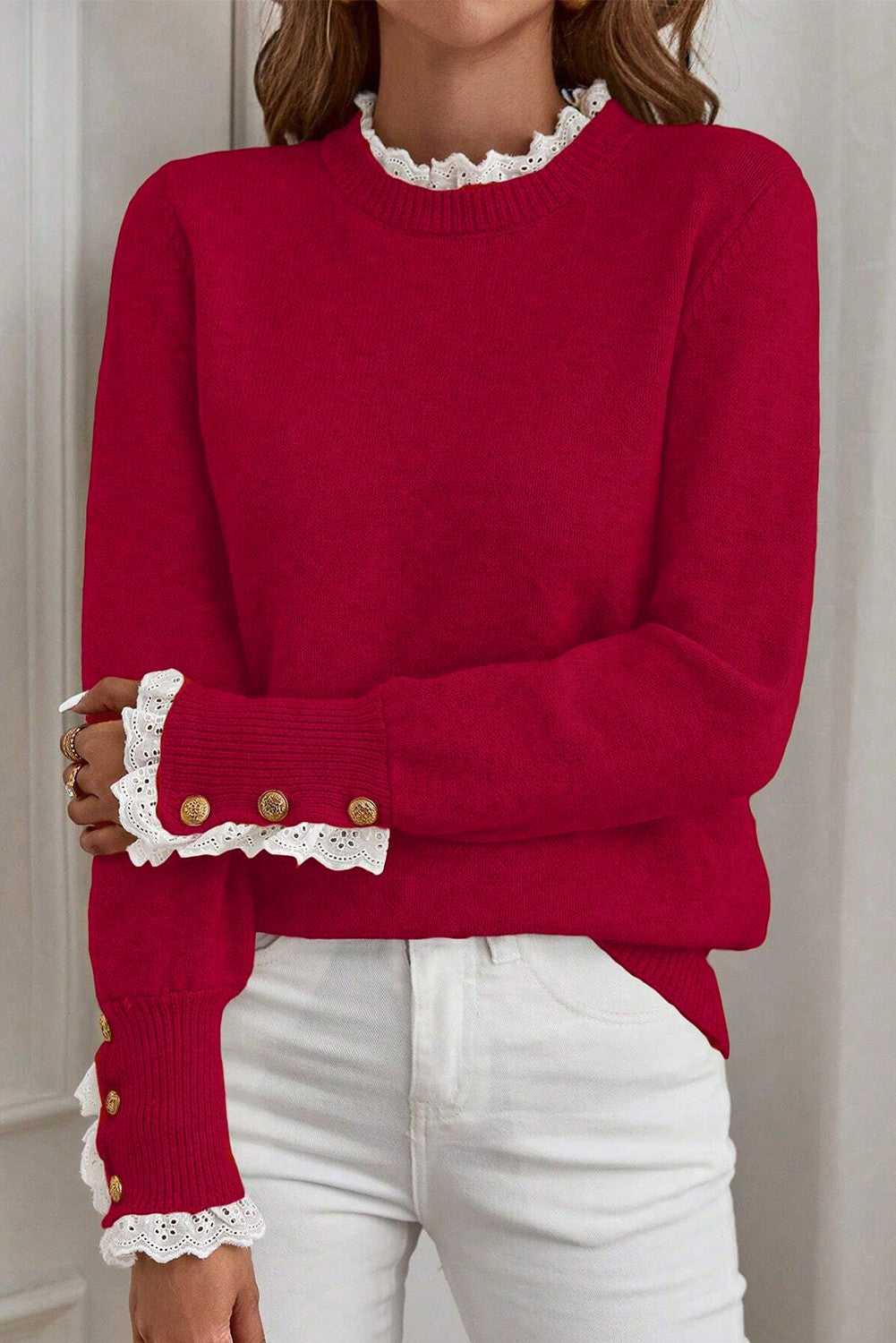 Lace Trim Sweater RTS