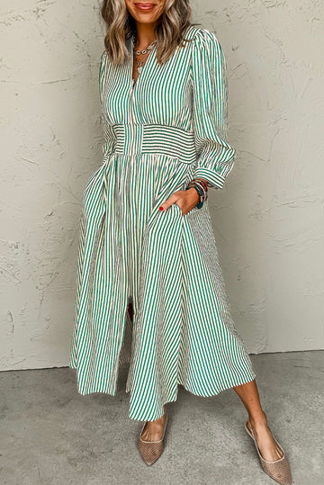 Stripe Clinched Midi Dress RTS