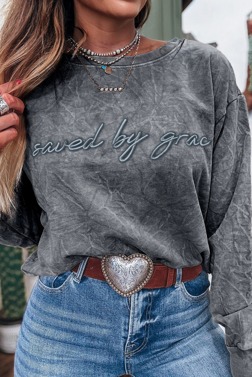 Saved by Grace Embroidery Sweatshirt *multiple colors* RTS