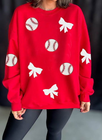 Red Sequin Game Day Pullover RTS