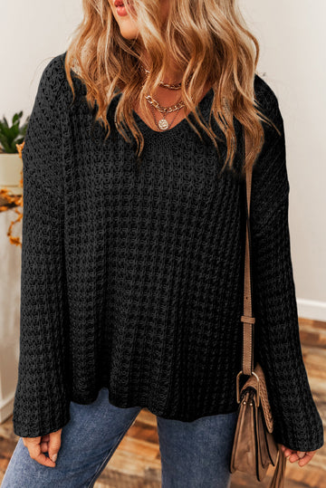 Black Hollow Crochet Sweater RTS