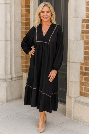 Leopard Trim Dress RTS