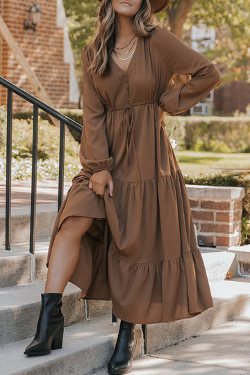 Button Tiered Maxi Dress RTS