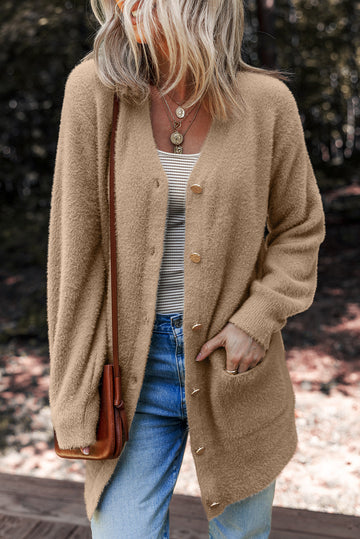 Fuzzy Buttoned Cardigan RTS