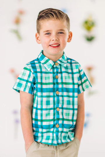 Boys plaid button up shirt