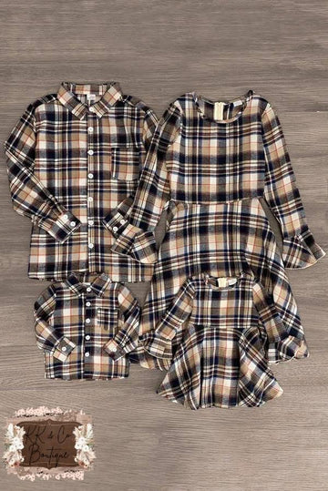 Cozy Plaid Sibling Set Dress