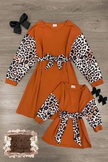 Rust Leopard Tye Dress