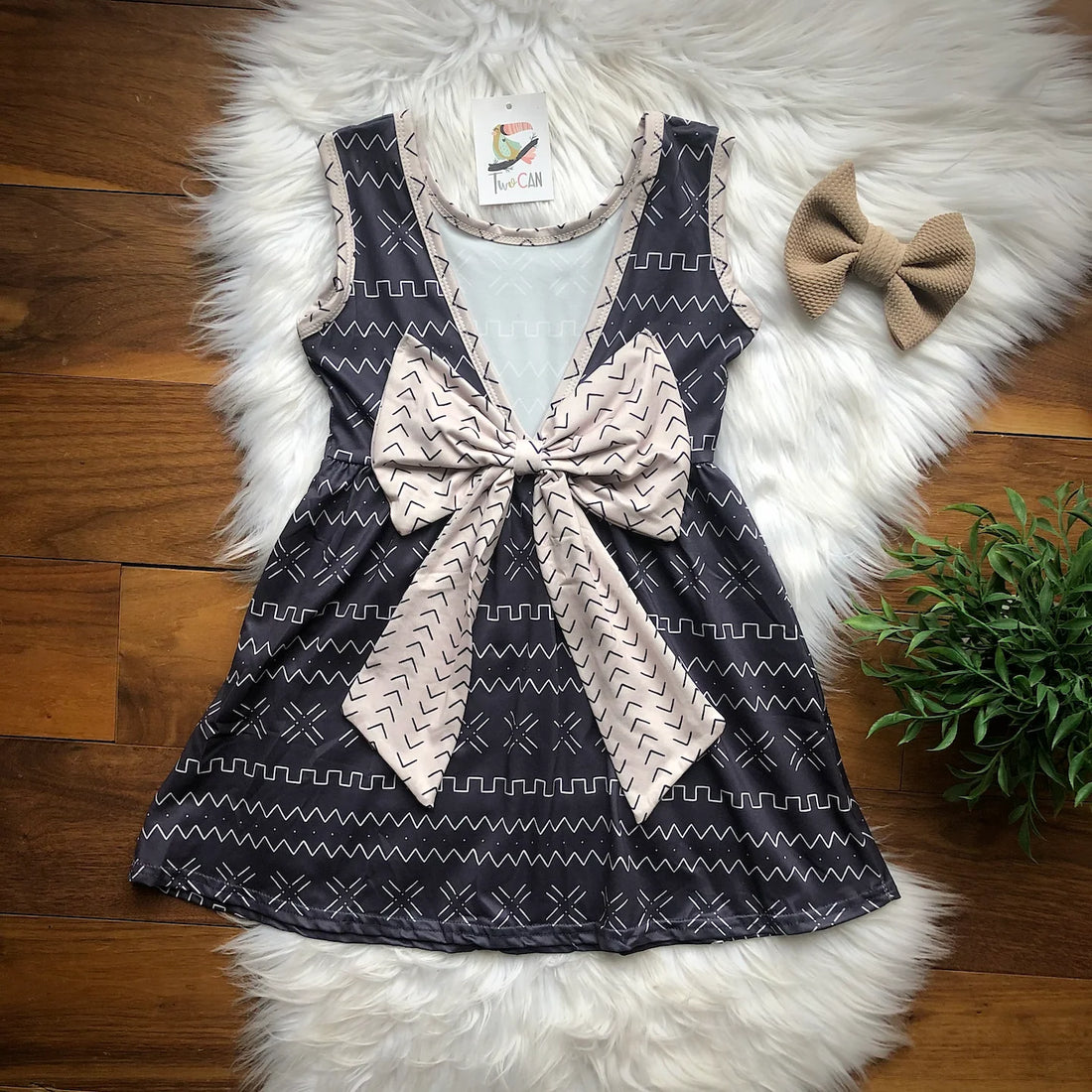 Tribal vibes bow back dress