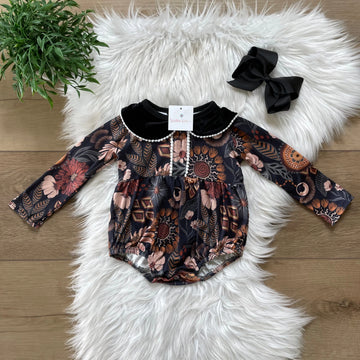 Black velvet floral bubble