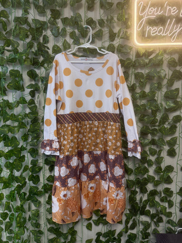 Yellow Polka Dot Floral Patchwork Dress