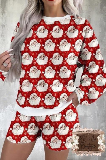 Red Santa face women’s pajama set