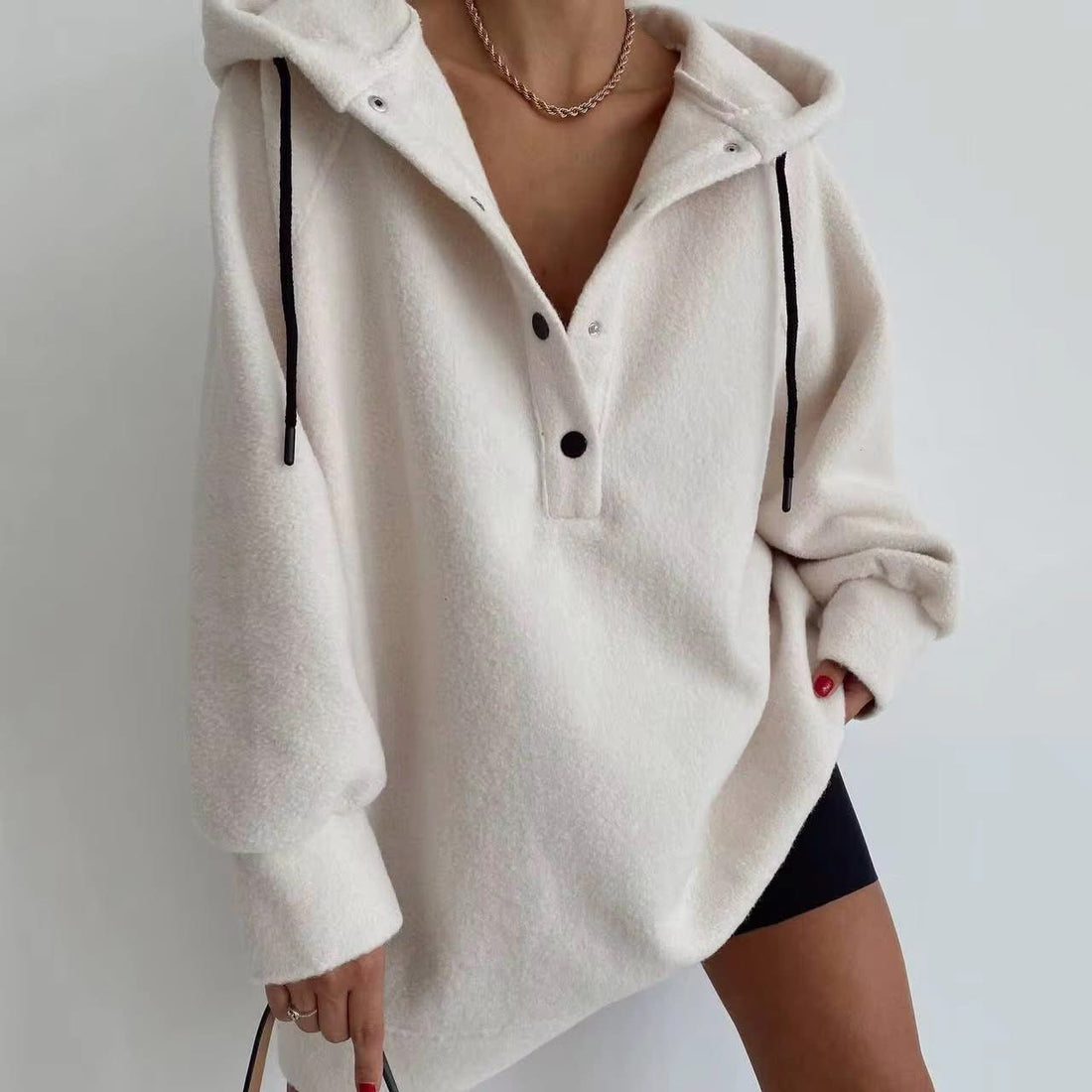 Microfleece hooded pullover