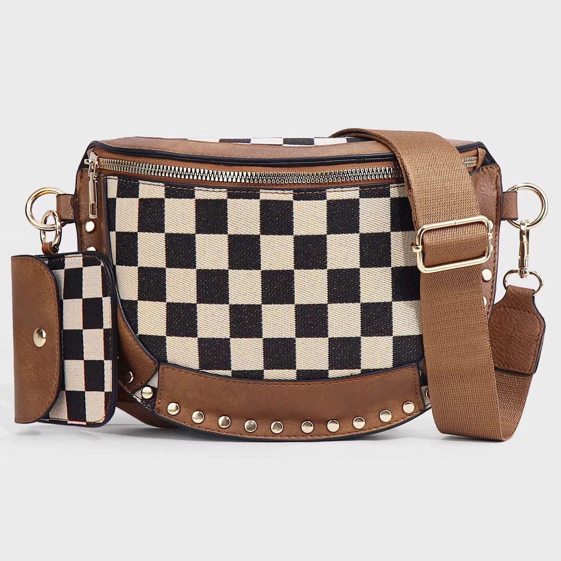 Leather checkered purse