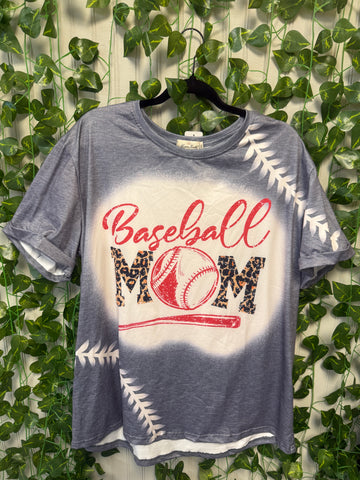 Faux bleach baseball mom tee