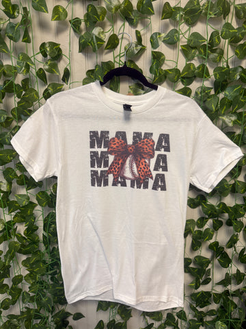 Mama leopard bow baseball tee