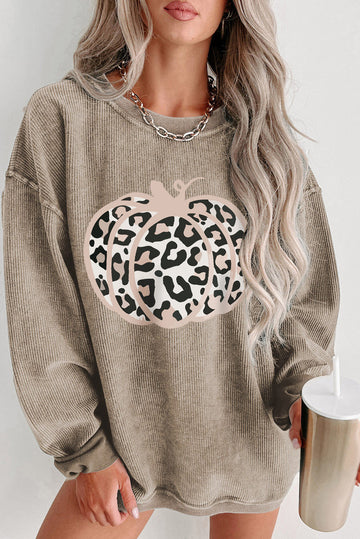 Leopard Pumpkin Corded Sweatshirt RTS