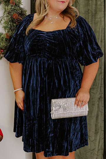 Navy Velvet Plus Size Dress RTS