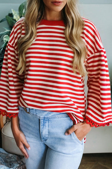 Lace Trim Stripe Top RTS