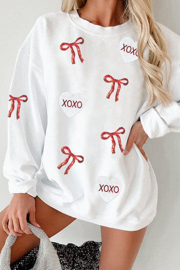 Ribbed Bow XOXO Sweatshirt RTS