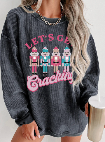 GRAY LETS GET CRACKING RIBBED SWEATSHIRT RTS