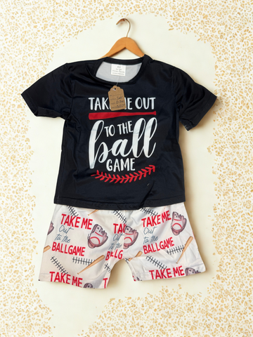 Take me out to the ballgame boys short set