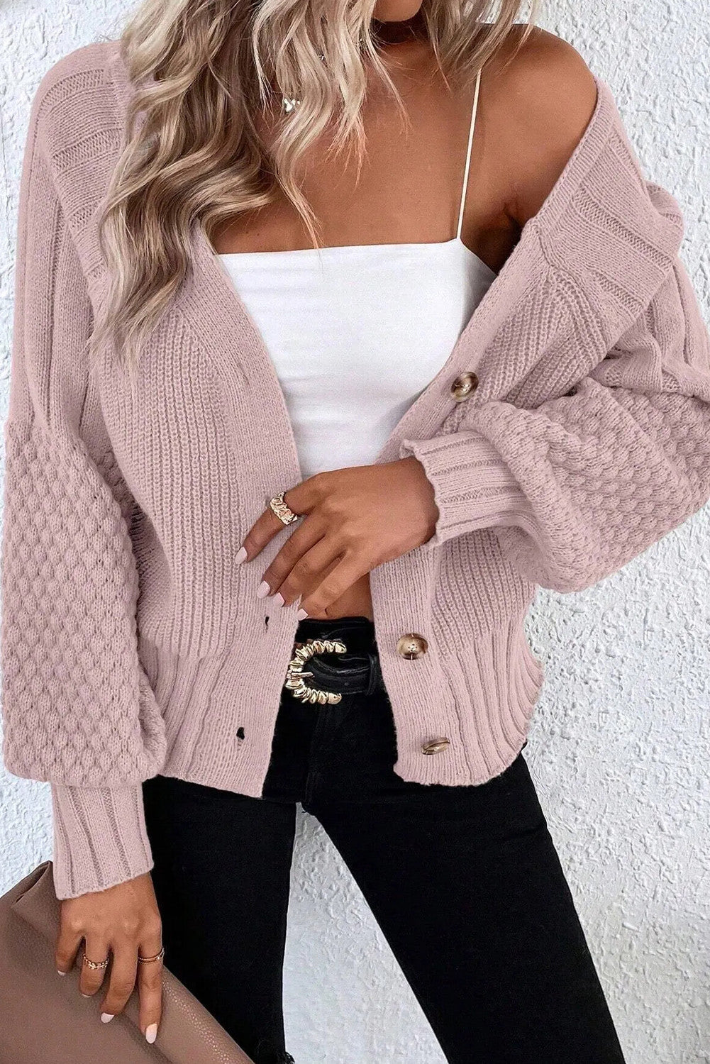 Mixed Knit Texture Cardigan RTS